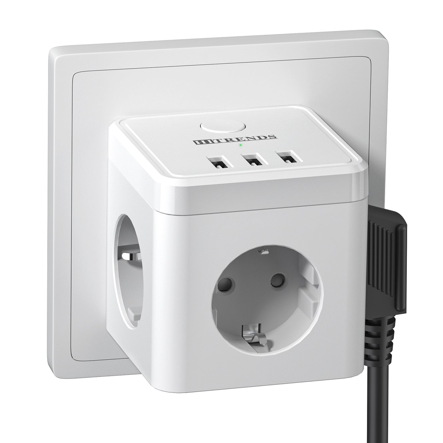 Socket cube with USB, double plug socket adapter, white
